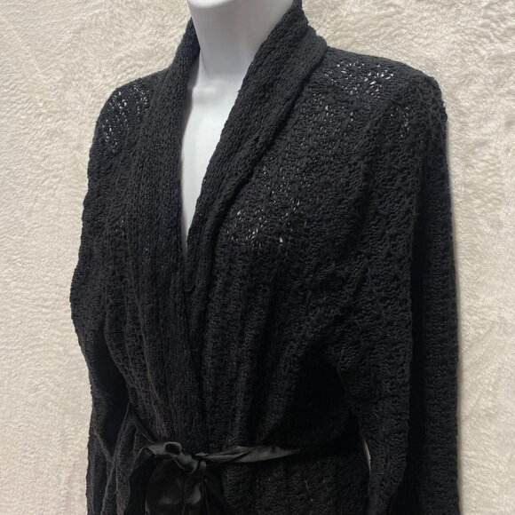 Lane Bryant Linen Blend Wrap Sweater Womens 22/24 Black Capsule Wardrobe Career - Picture 2 of 11